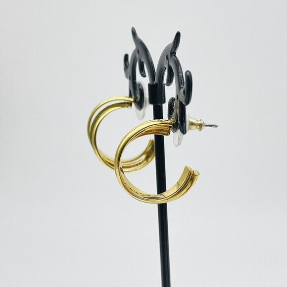 Lattice Hoop Earrings Gold Tone Pierced Classic Career Cosplay LARP Boho Festive - Picture 8 of 8